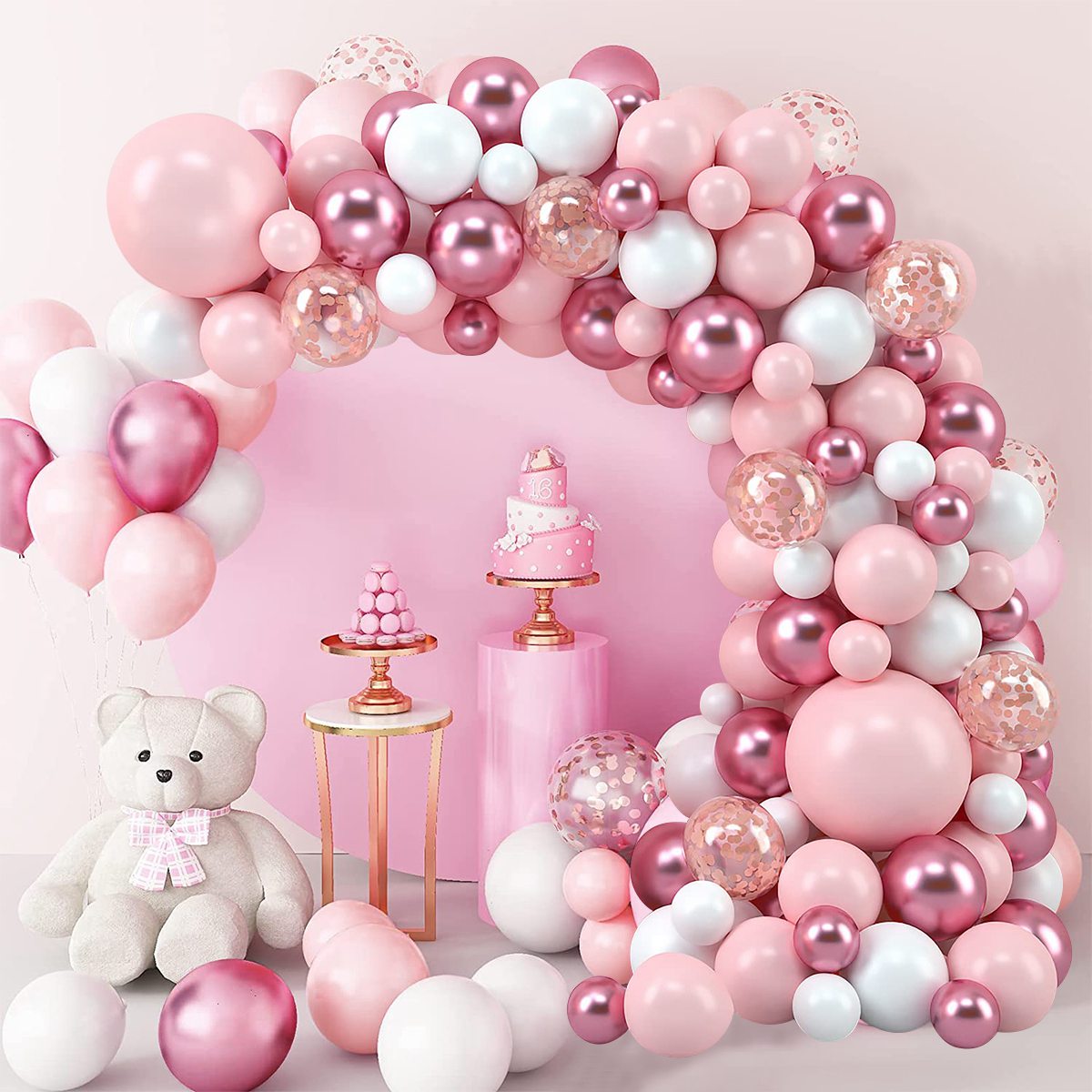 Pink Macaron Balloons Garland  - Wedding Day Supply Kit review and price