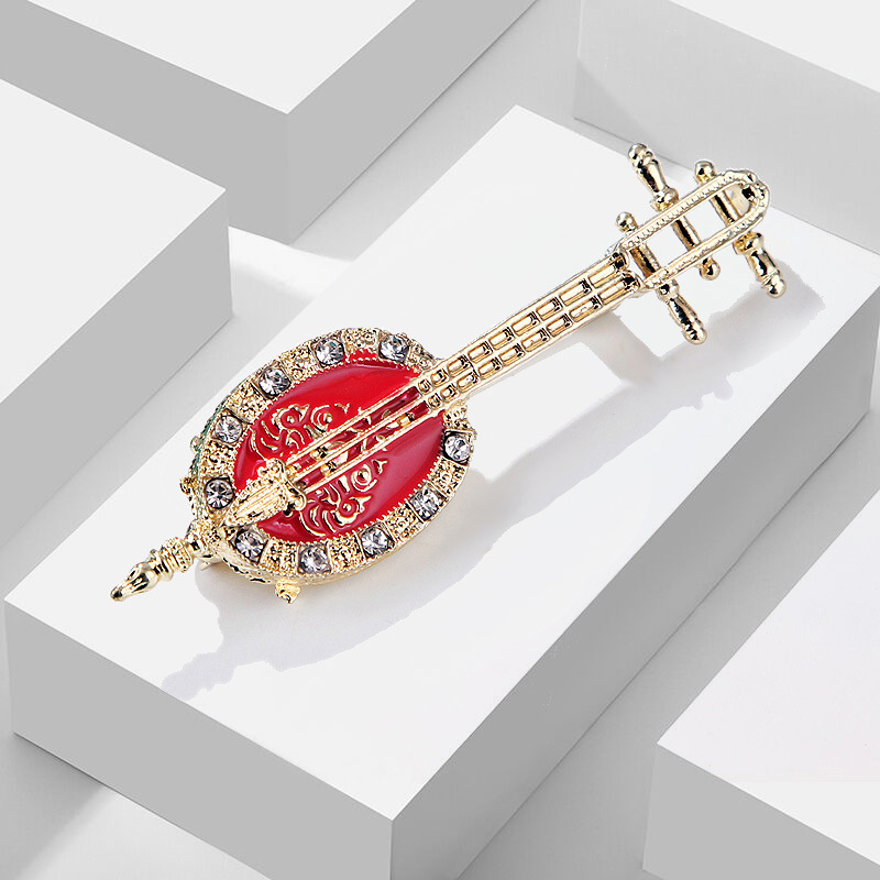 Antique Lute Red Enamel Brooch - Suit Supply Wedding Party review and price