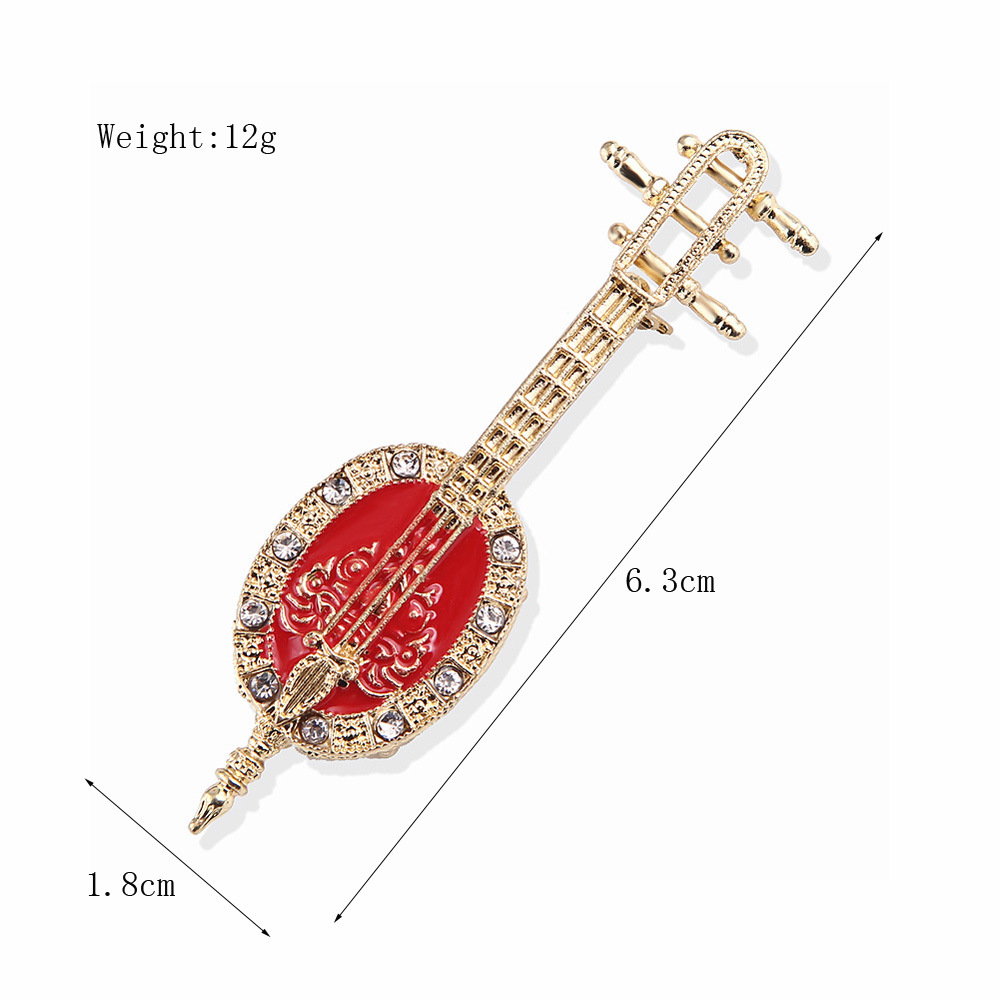 Antique Lute Red Enamel Brooch - Suit Supply Wedding Party review and price