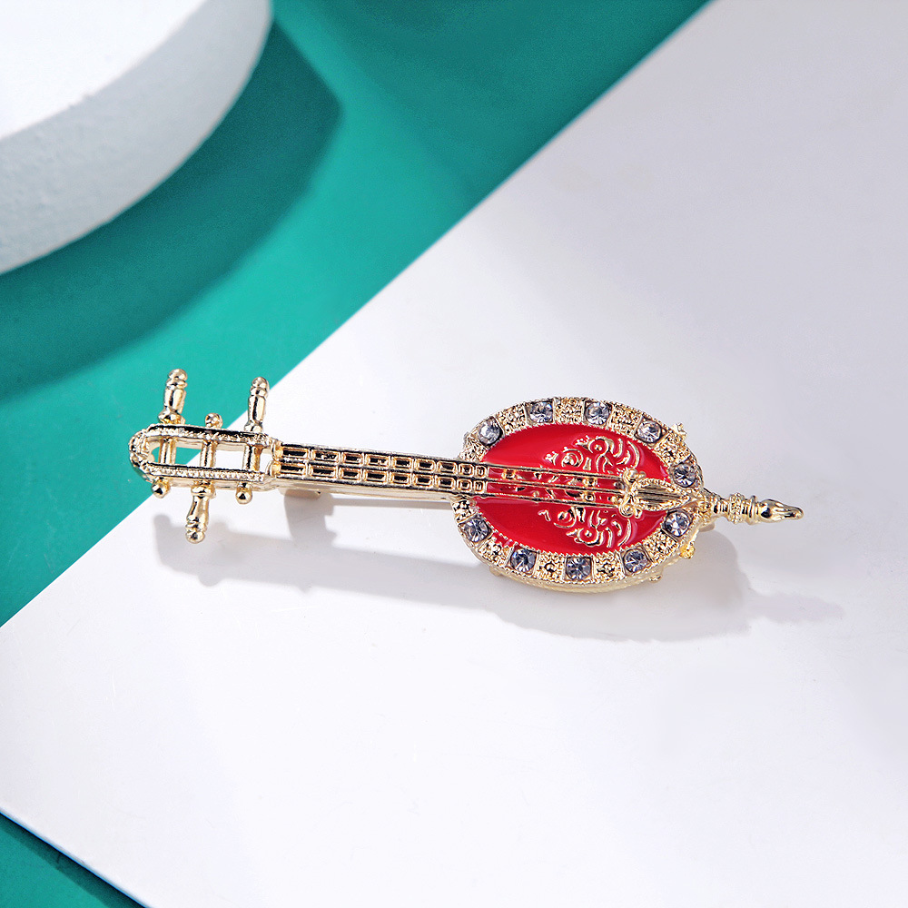 Antique Lute Red Enamel Brooch - Suit Supply Wedding Party review and price