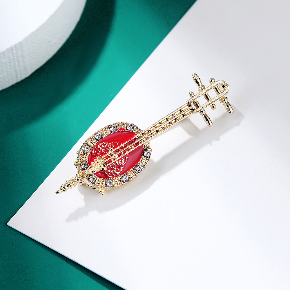Antique Lute Red Enamel Brooch - Suit Supply Wedding Party review and price